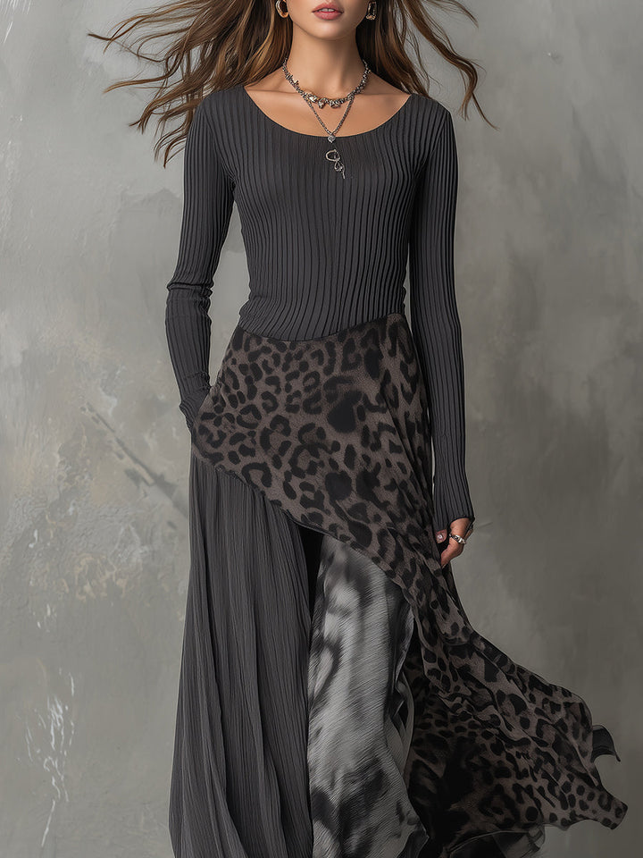 Martina | Long Dress with Leopard Pattern