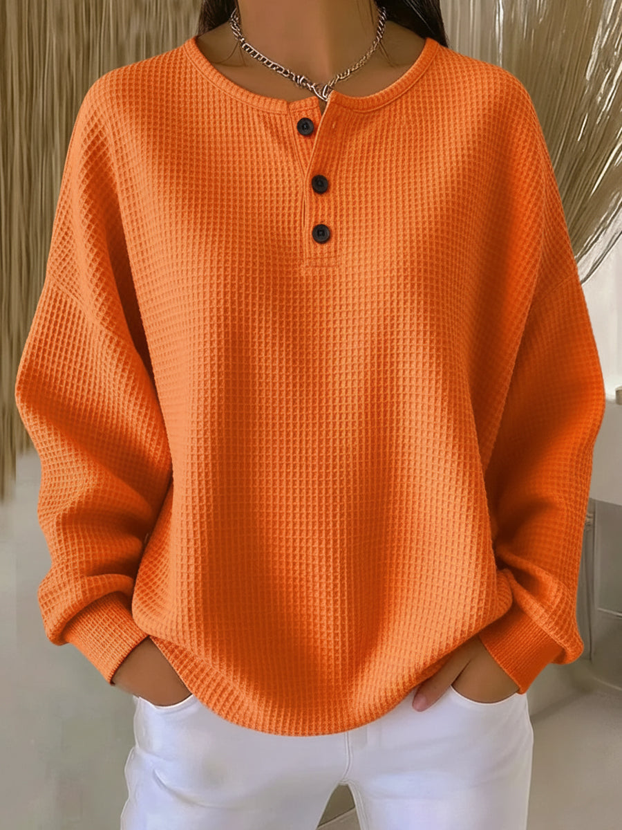Milagros | Henley Waffle Sweatshirt