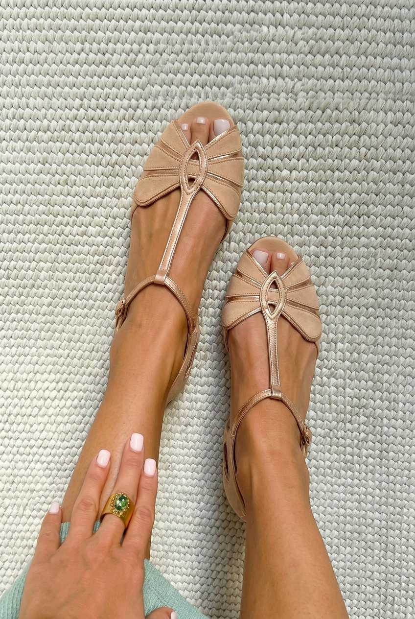LORETTA | Retro Peep Toe T-Strap Sandals