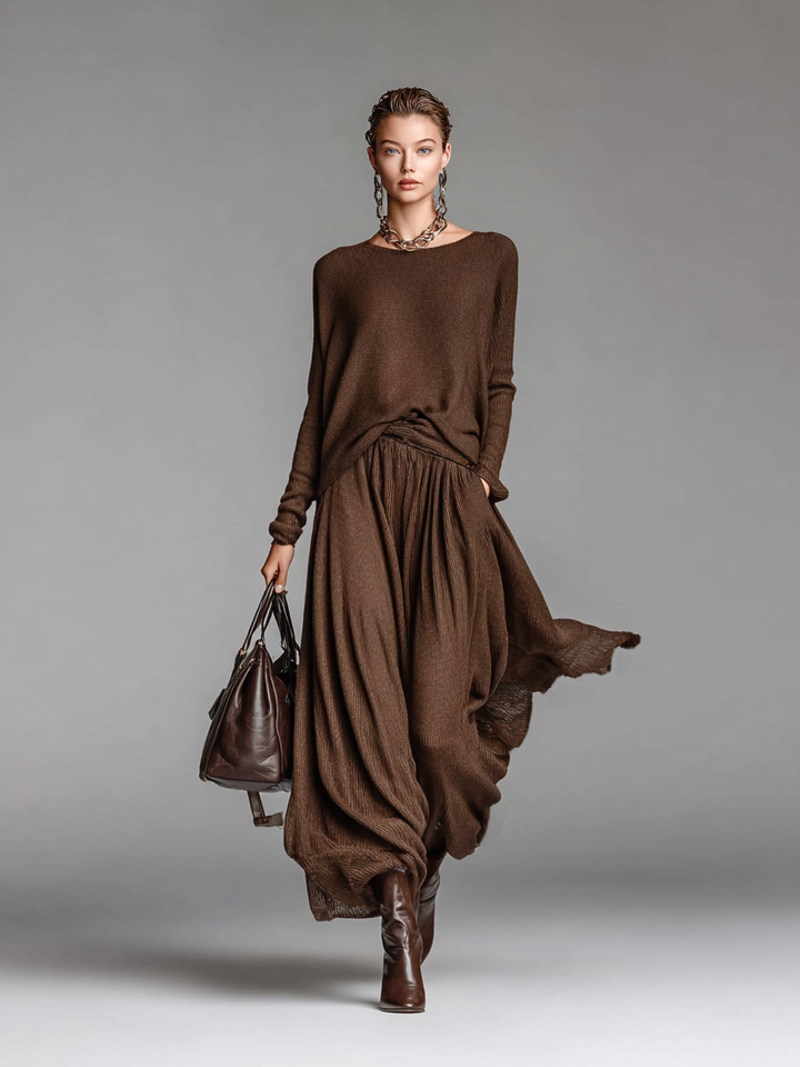 AliceLeon™ | Set of Skirt and Crew Neck Pullover