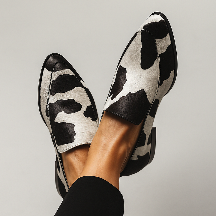 MELLE Cow Print Loafers