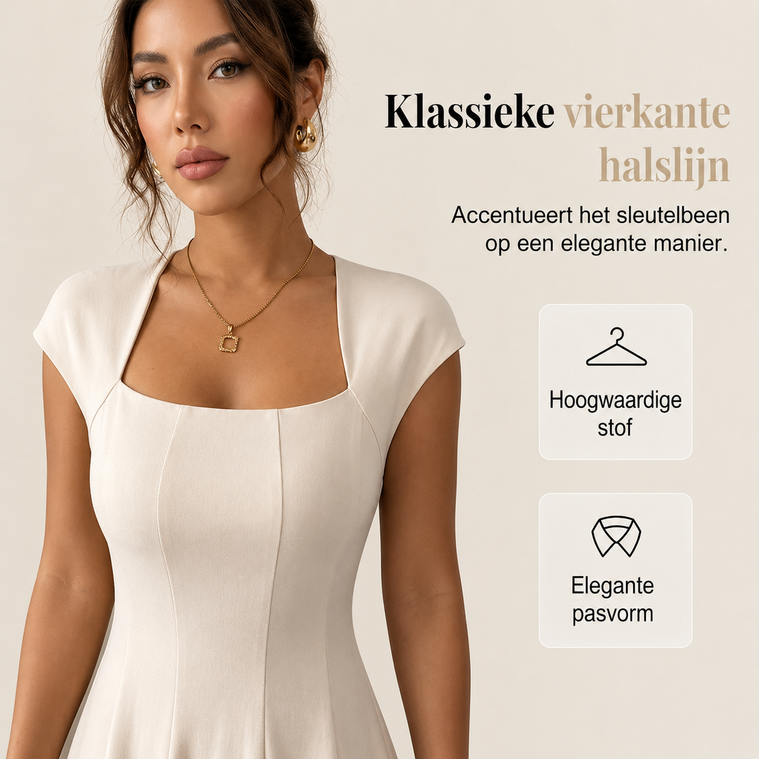 Renate™ | Classic Belly-Covering A-Line Midi Dress