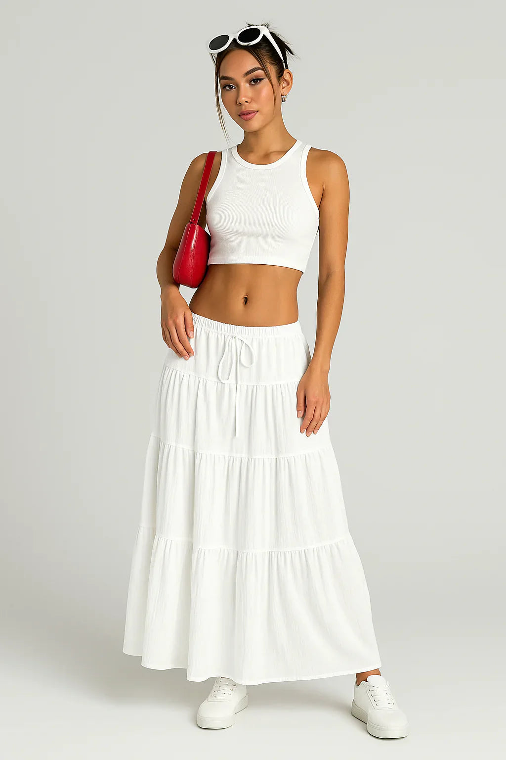 Caitlin | Women's Tiered Skirt with Drawstring Waist