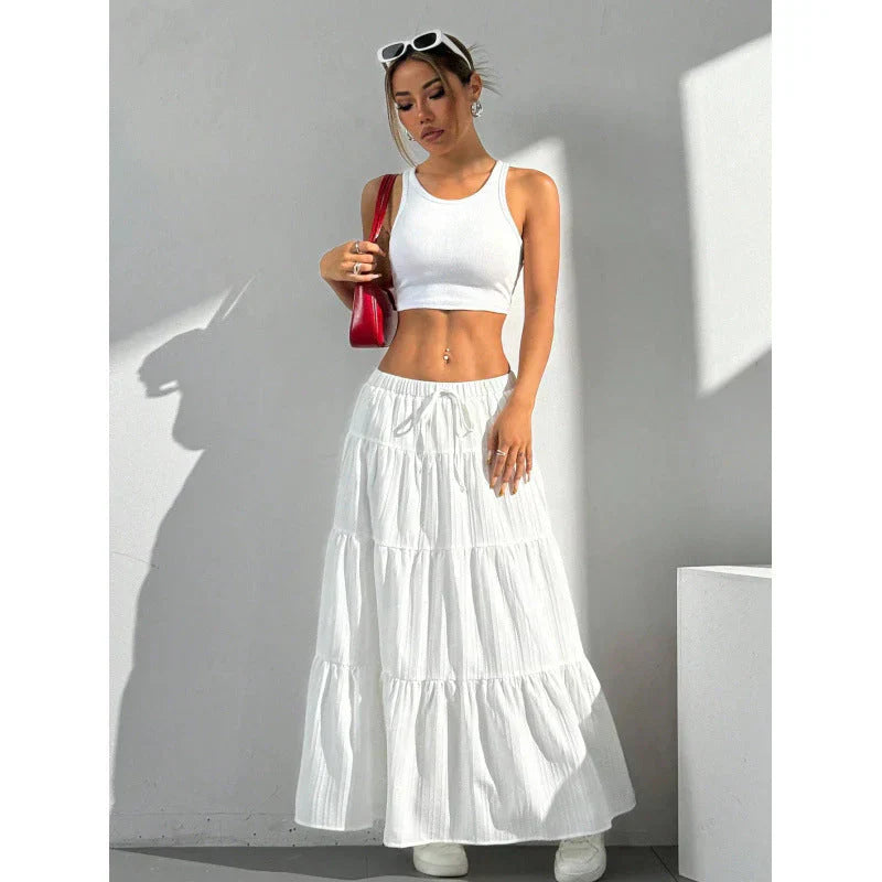 Caitlin | Women's Tiered Skirt with Drawstring Waist