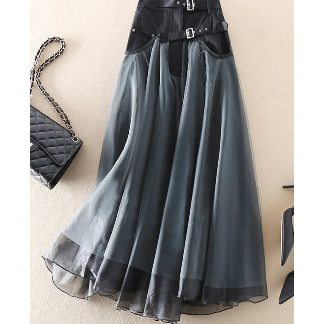 Carol | Women's Layered Skirt with Belted Waist