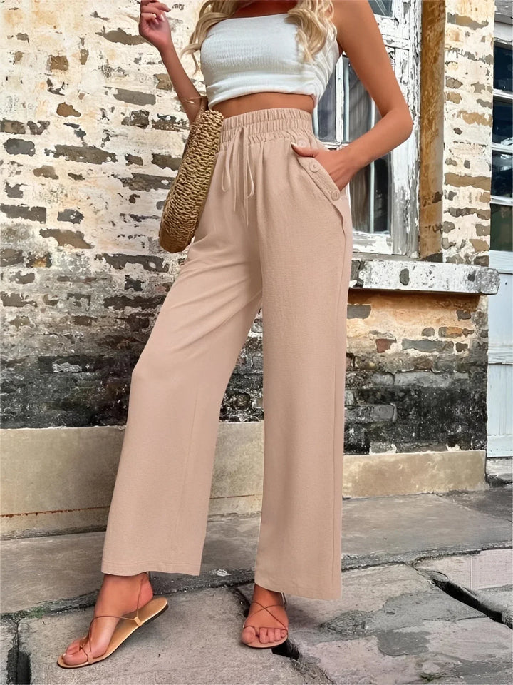 Carol | Women's Wide Leg Trouser with High Waist and Drawstring Waistband
