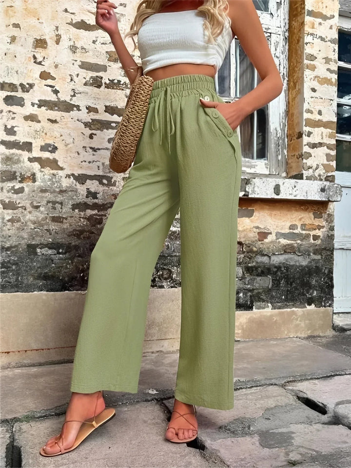 Carol | Women's Wide Leg Trouser with High Waist and Drawstring Waistband