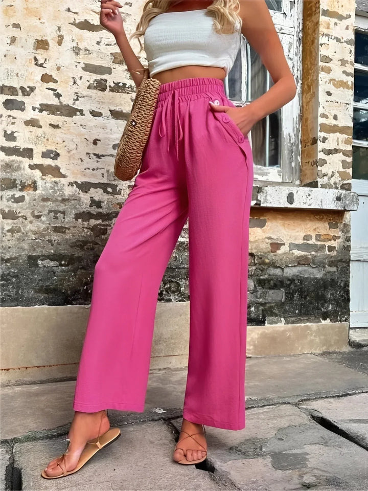 Carol | Women's Wide Leg Trouser with High Waist and Drawstring Waistband