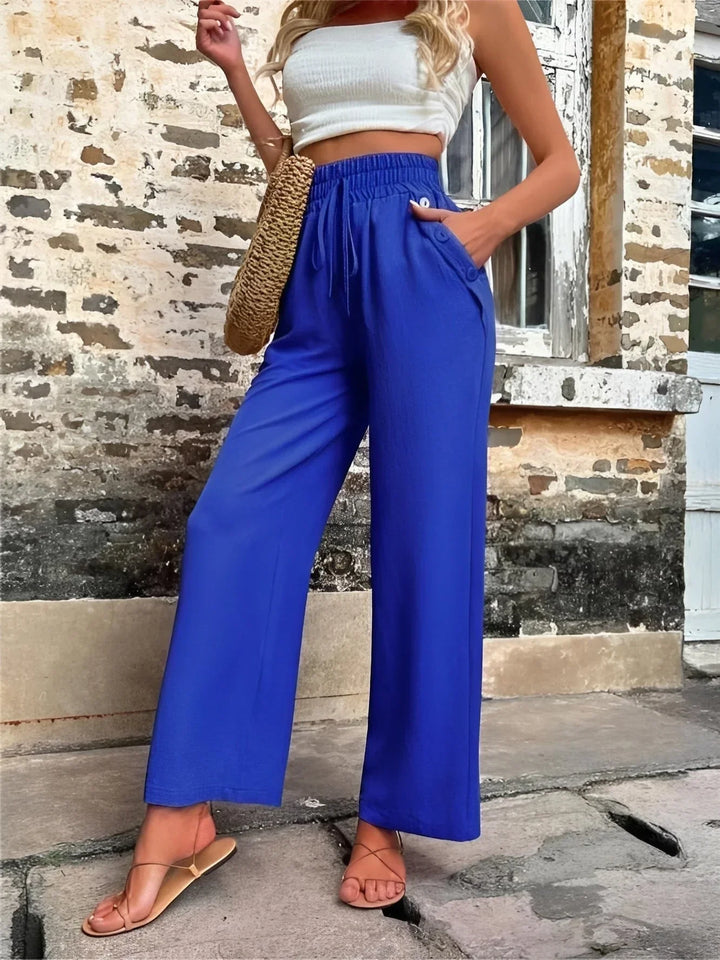 Carol | Women's Wide Leg Trouser with High Waist and Drawstring Waistband