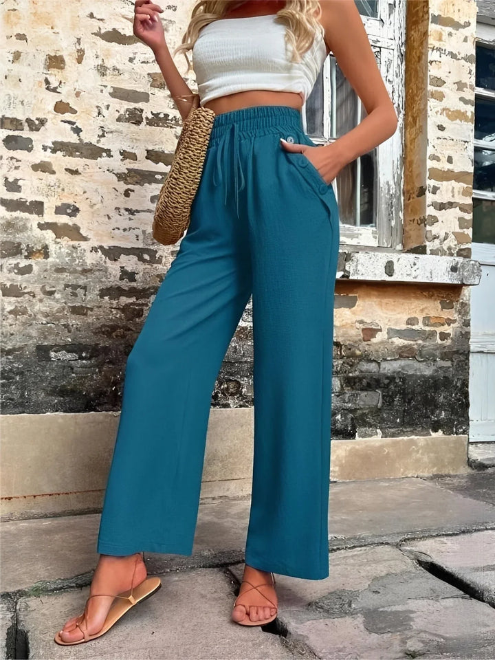 Carol | Women's Wide Leg Trouser with High Waist and Drawstring Waistband