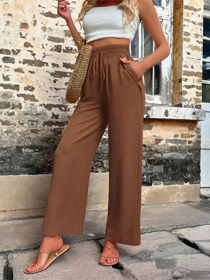 Carol | Women's Wide Leg Trouser with High Waist and Drawstring Waistband