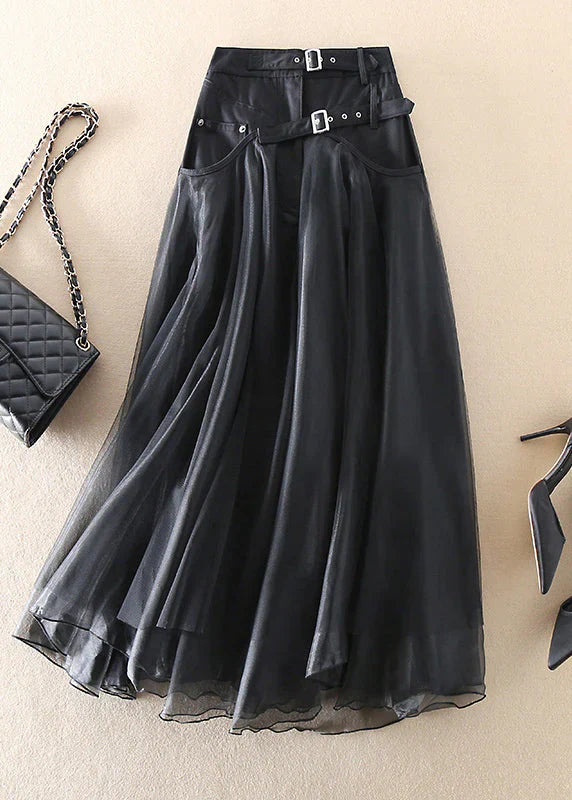 Caroline | Women's Mesh Skirt with Buckled Waistband