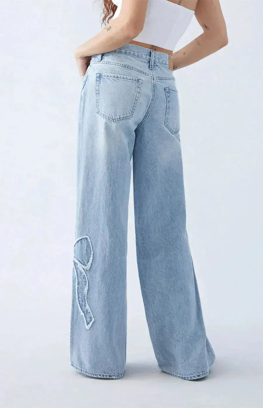 Catriona | Women's Wide Leg Bow Detail Jeans