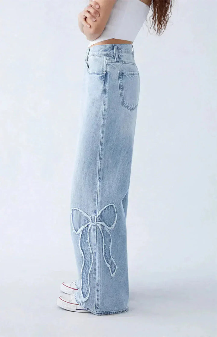 Catriona | Women's Wide Leg Bow Detail Jeans