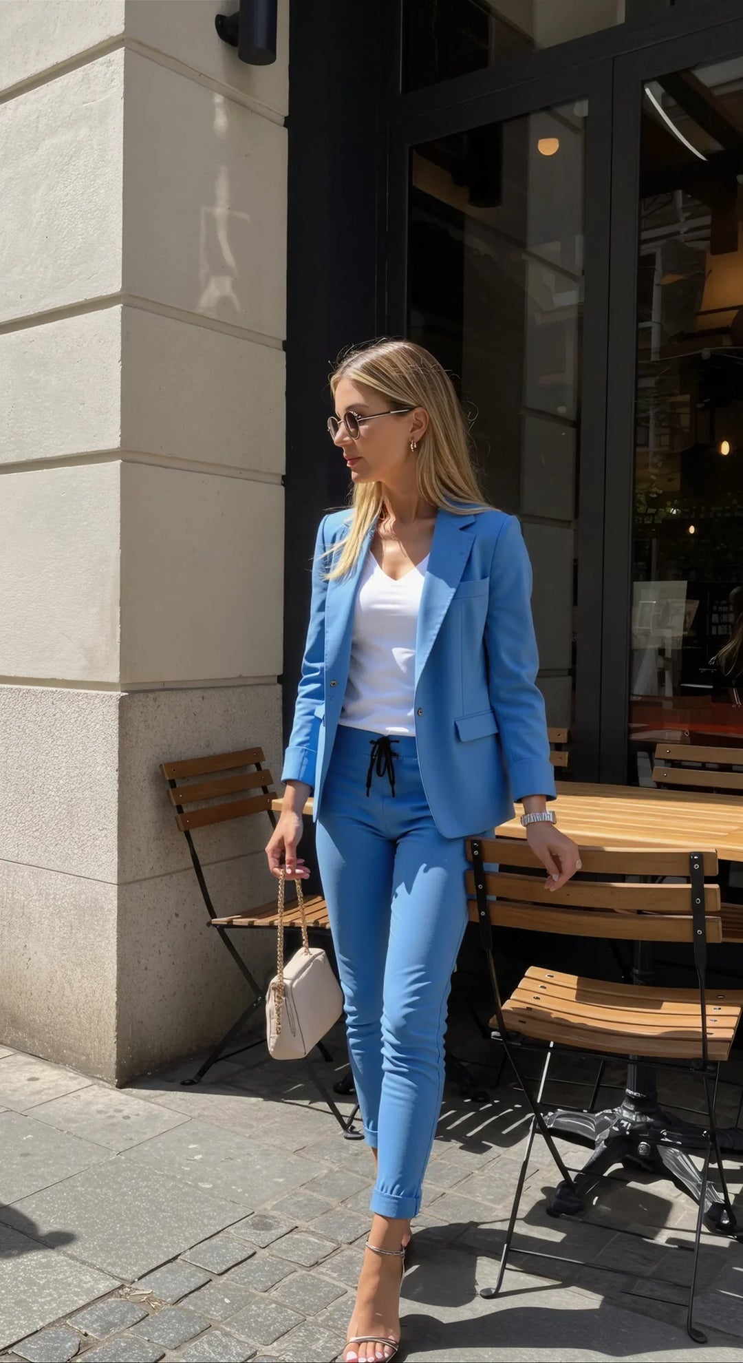 Clementine | V-Neck Casual Blazer and Trouser Set