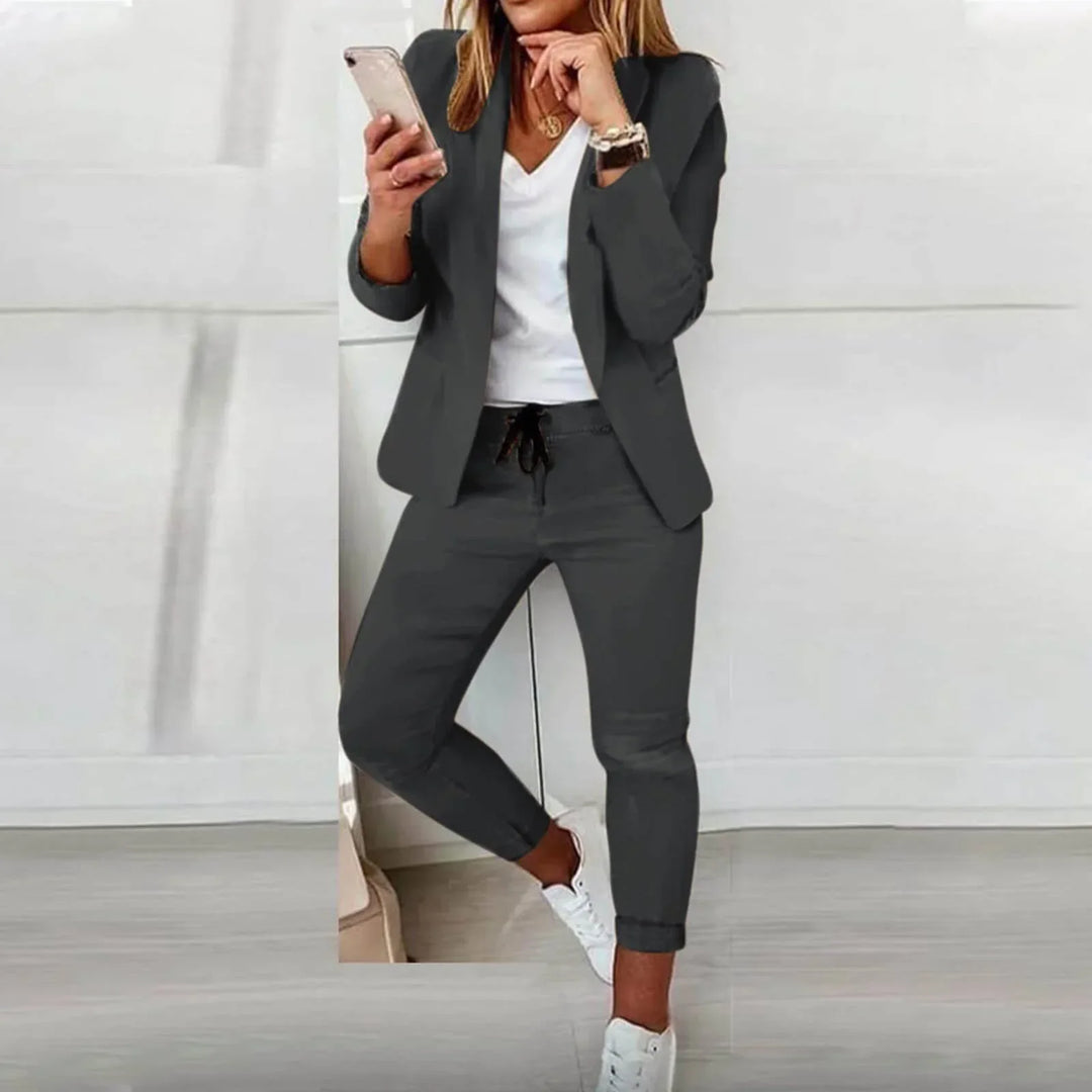 Clementine | V-Neck Casual Blazer and Trouser Set
