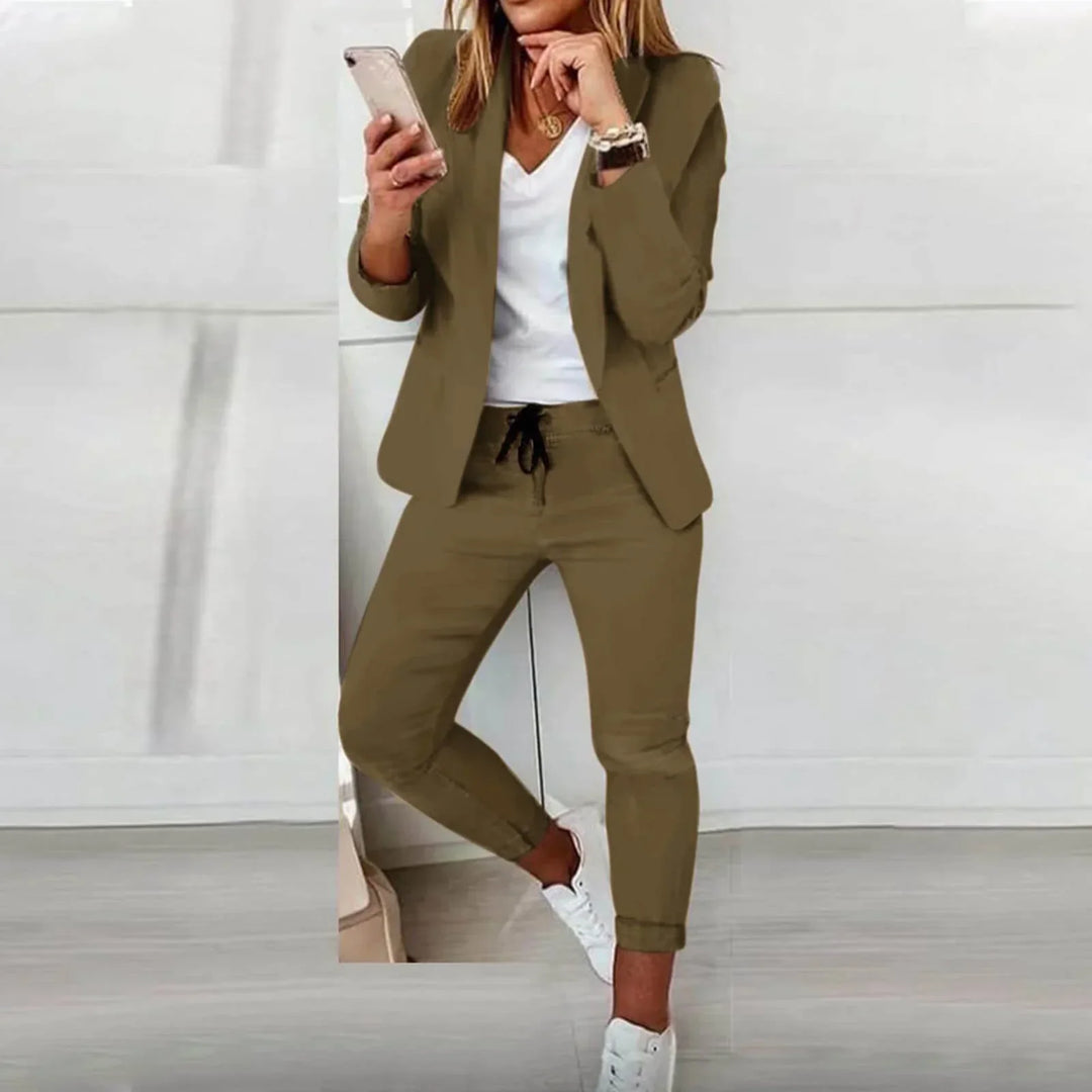 Clementine | V-Neck Casual Blazer and Trouser Set