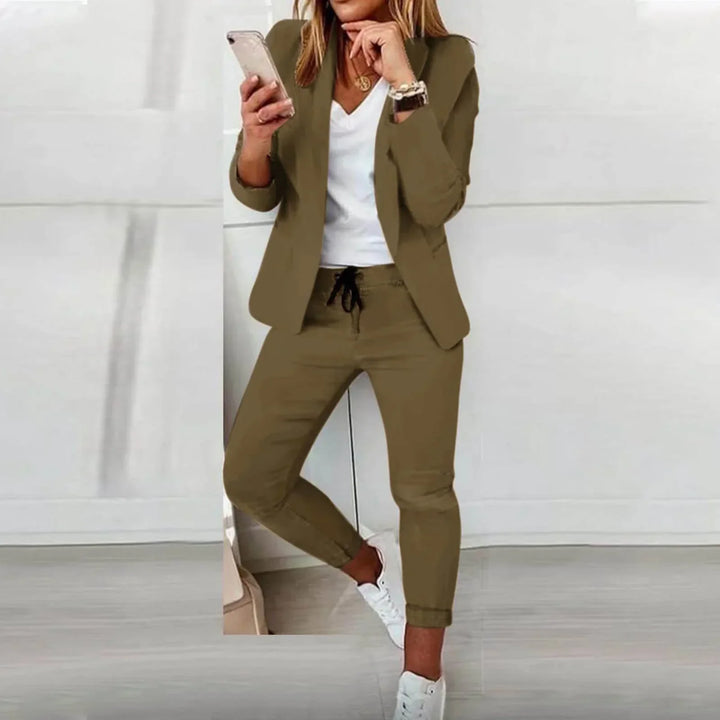 Clementine | V-Neck Casual Blazer and Trouser Set