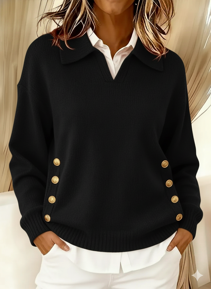 Vicenta | Pullover with Polo Collar and Buttons