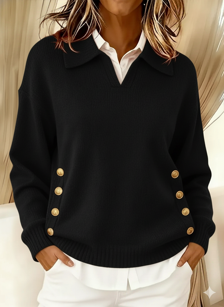 Vicenta | Pullover with Polo Collar and Buttons