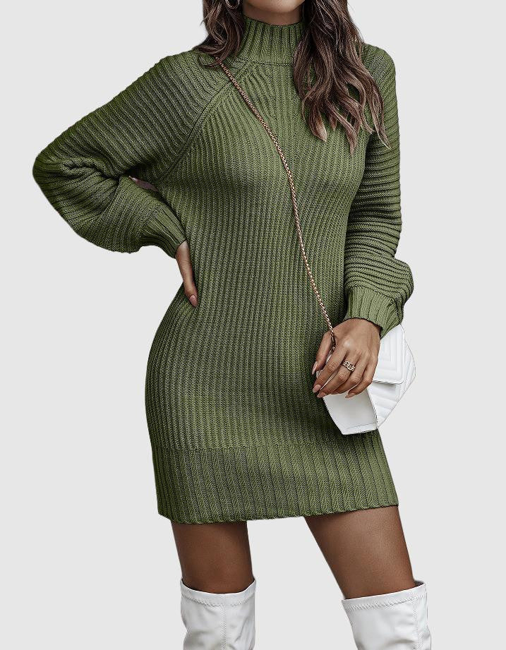 Elegant Women's High Neck Winter Dress