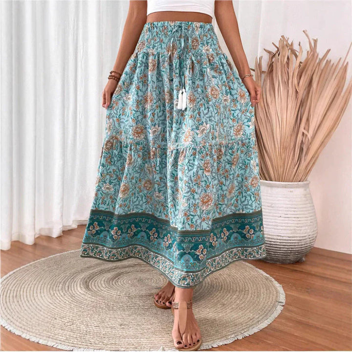 Edith | Women's Floral Tiered Skirt with Tie Waist
