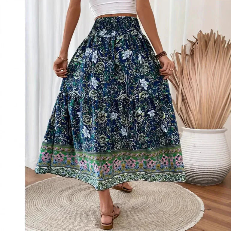Edith | Women's Floral Tiered Skirt with Tie Waist