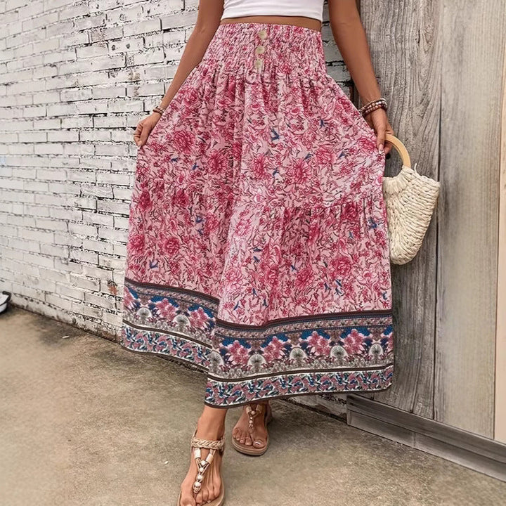 Edith | Women's Floral Tiered Skirt with Tie Waist