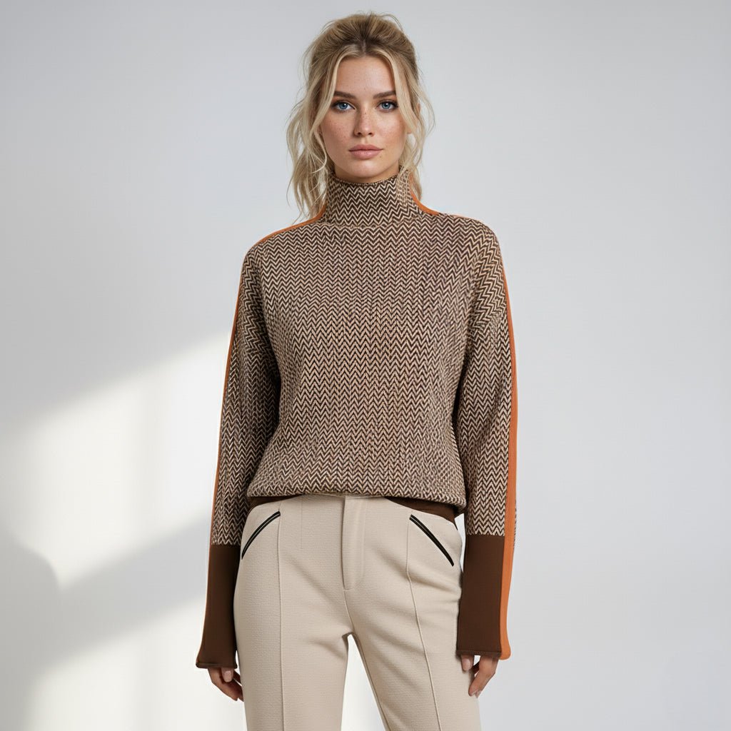 Elara | Turtleneck Sweater with Contrasting Stripes