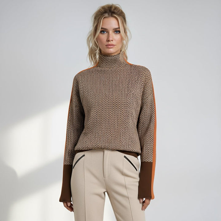 Elara | Turtleneck Sweater with Contrasting Stripes