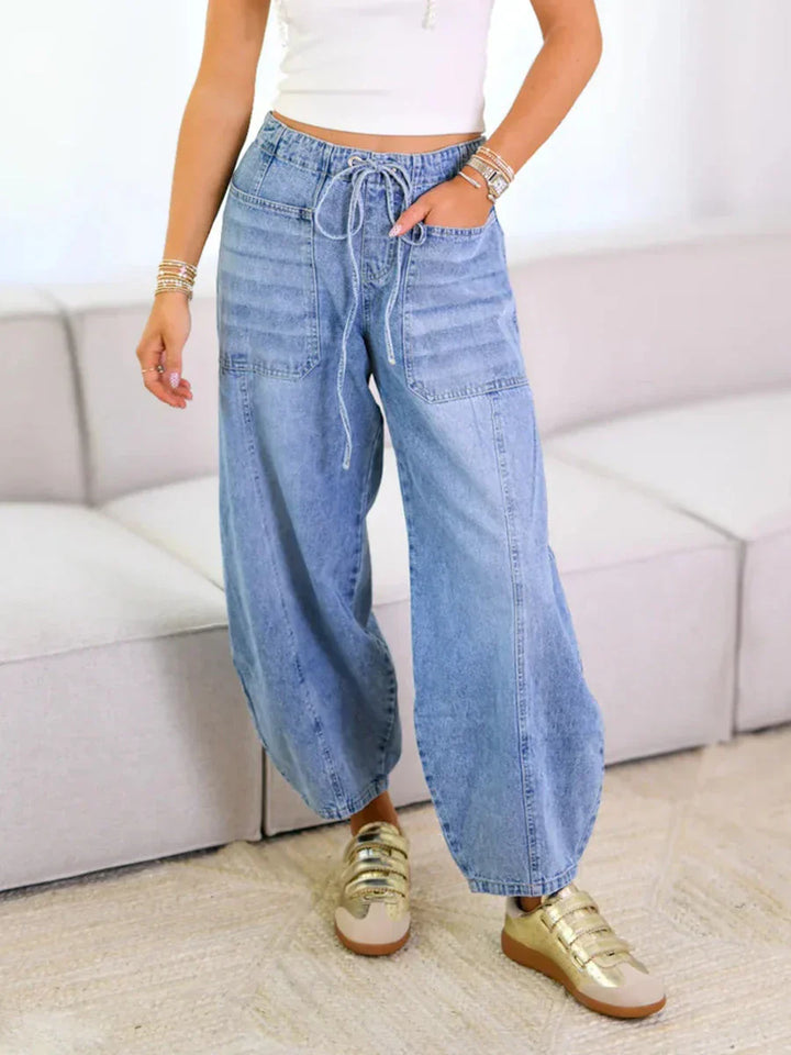 Eleanor | Women's Wide Leg Jeans with Drawstring Waist