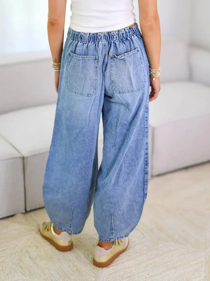 Eleanor | Women's Wide Leg Jeans with Drawstring Waist