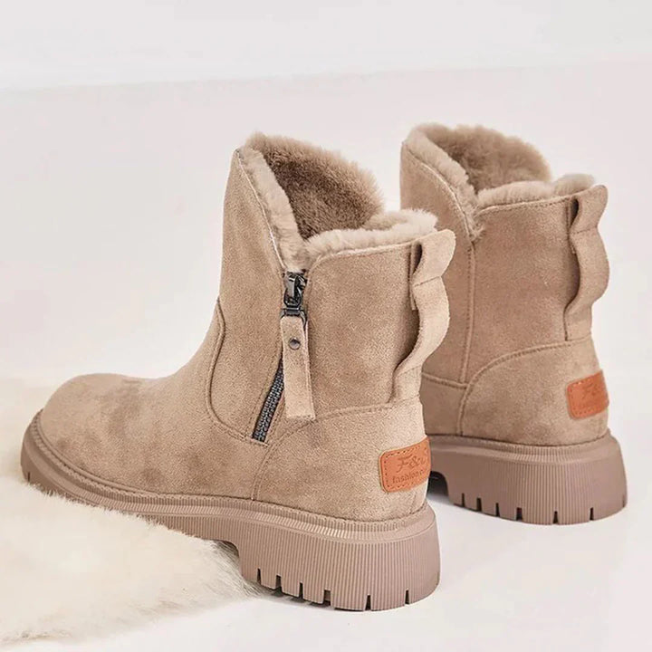 Eliza | Women's Fur Lined Zip Ankle Boots with Lug Sole