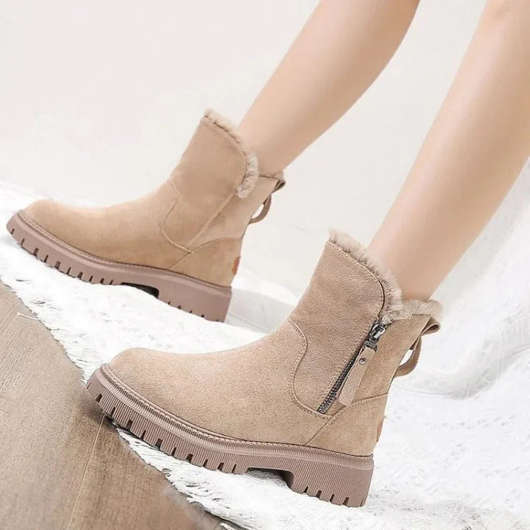 Eliza | Women's Fur Lined Zip Ankle Boots with Lug Sole