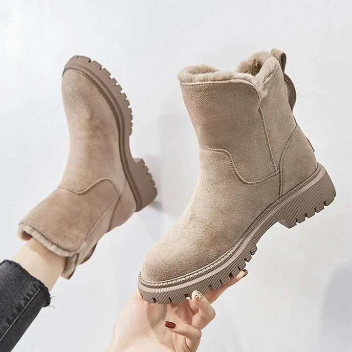 Eliza | Women's Fur Lined Zip Ankle Boots with Lug Sole