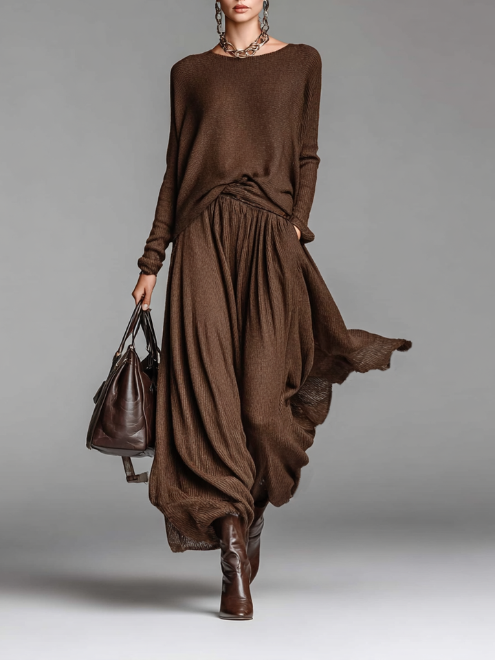 AliceLeon™ | Set of Skirt and Crew Neck Pullover