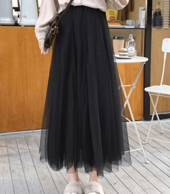Faye | Women's Pleated Skirt with Layered Net Design