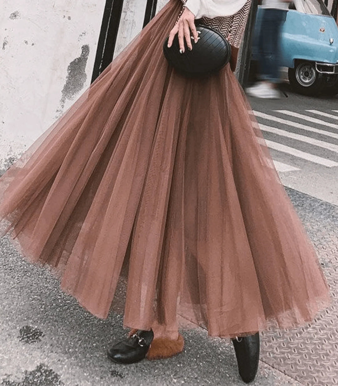 Faye | Women's Pleated Skirt with Layered Net Design