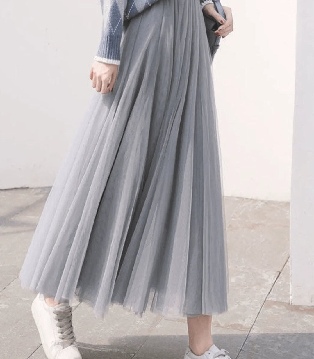 Faye | Women's Pleated Skirt with Layered Net Design