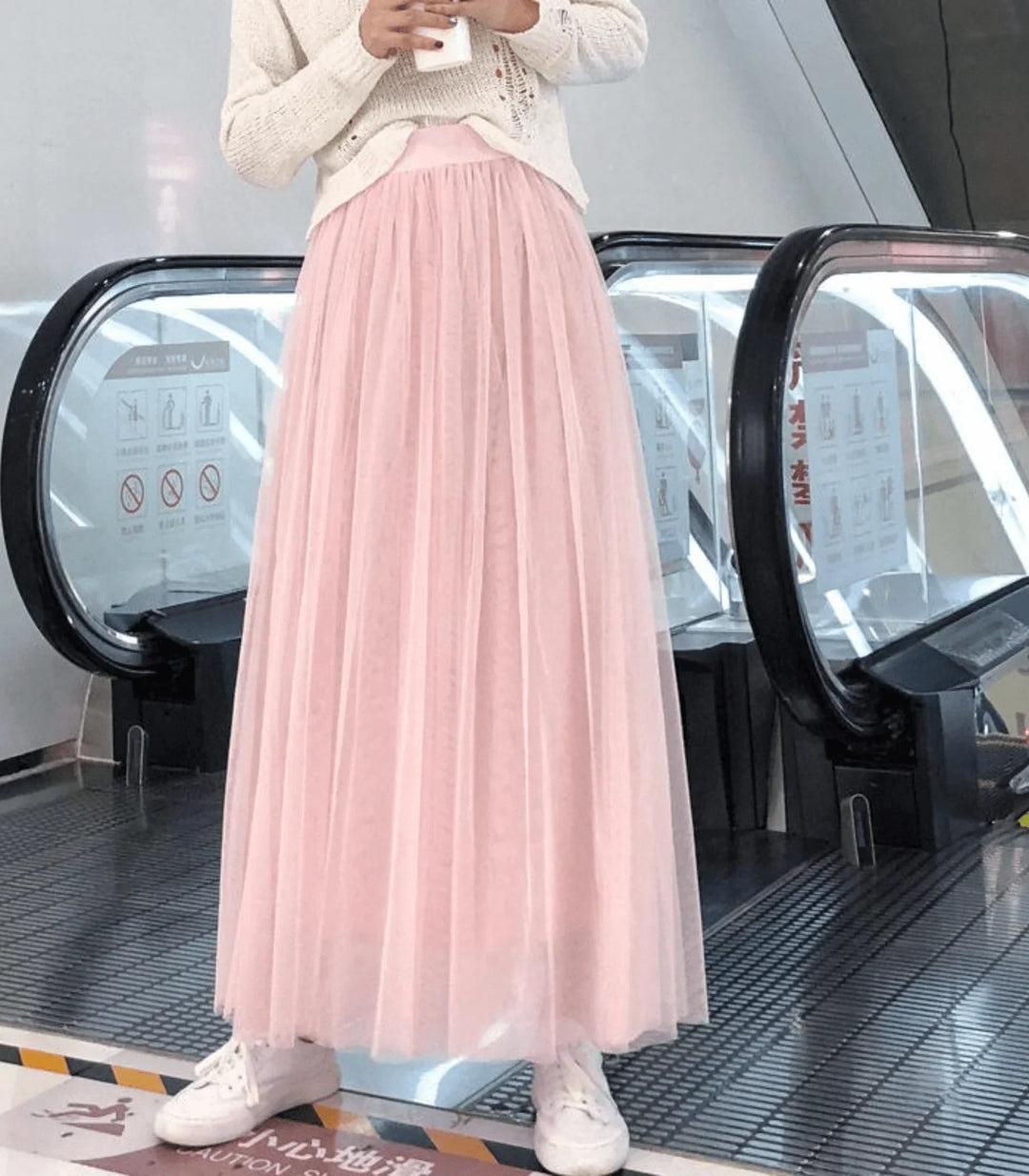 Faye | Women's Pleated Skirt with Layered Net Design