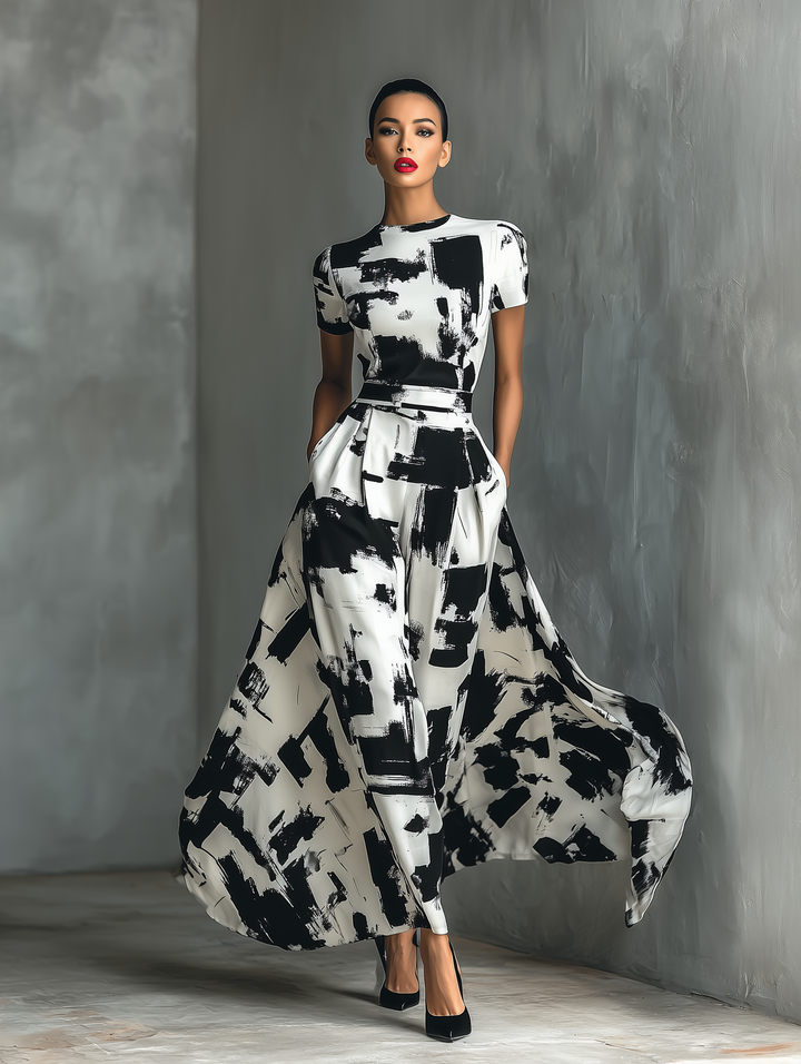 AliceLeon™ | Maxi Dress with Abstract Pattern