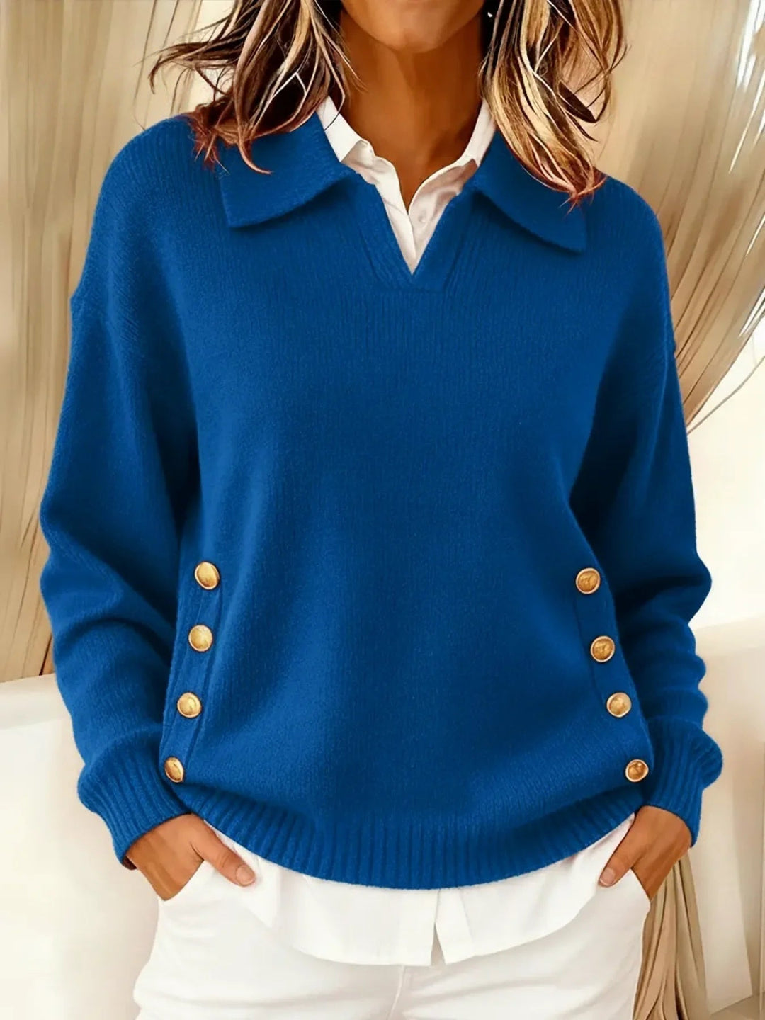 Vicenta | Pullover with Polo Collar and Buttons