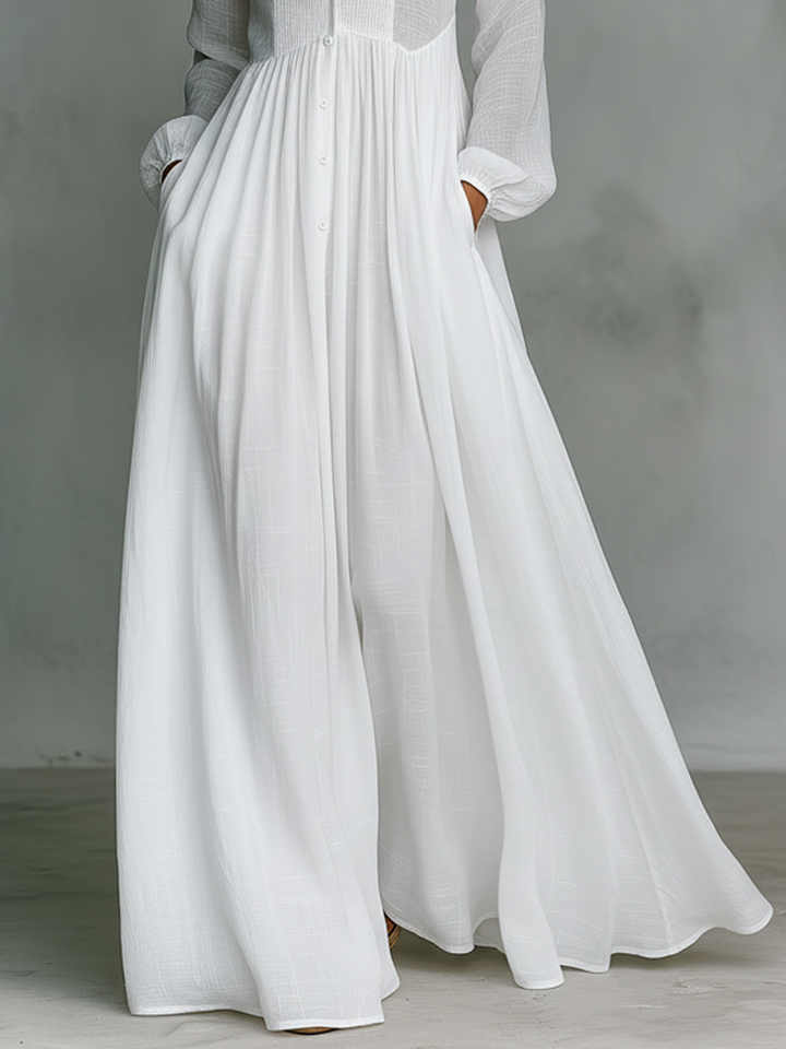 Sita | Maxi Dress with Patchwork, High Collar and Long Sleeves