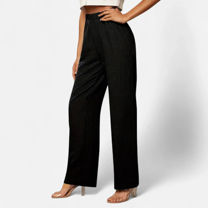 Fiona | Women's Wide Leg Trouser with Elasticated Waist and Side Pockets