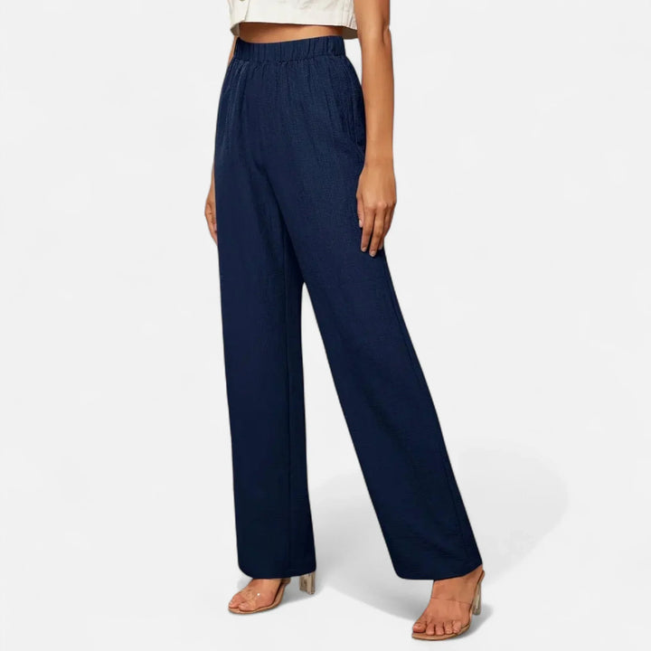 Fiona | Women's Wide Leg Trouser with Elasticated Waist and Side Pockets