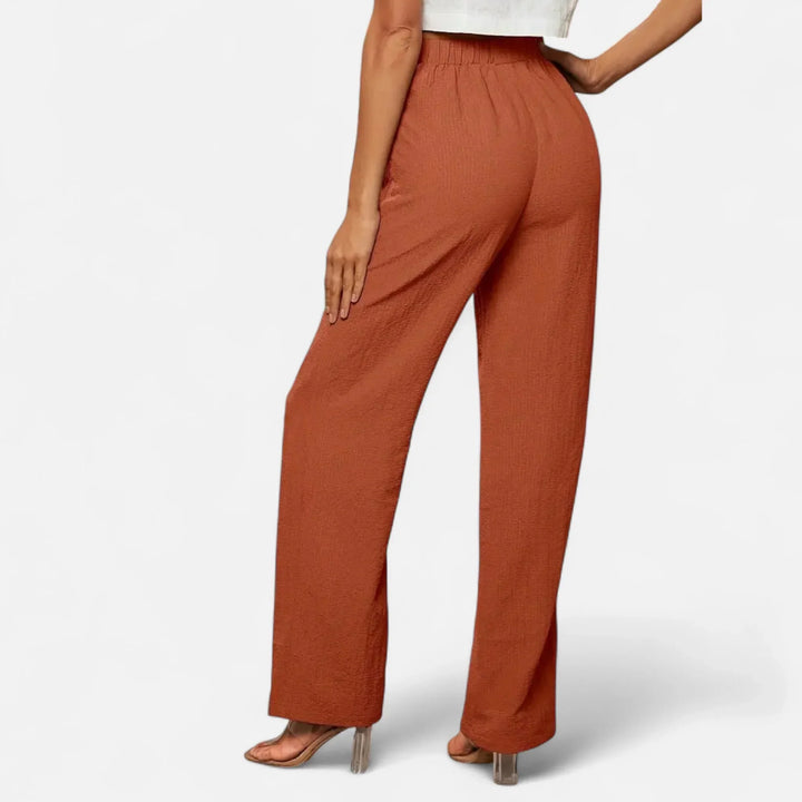 Fiona | Women's Wide Leg Trouser with Elasticated Waist and Side Pockets