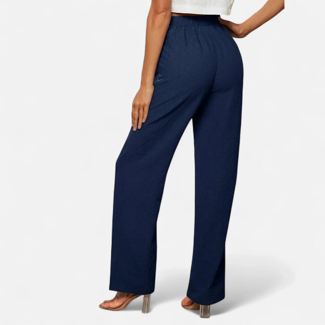 Fiona | Women's Wide Leg Trouser with Elasticated Waist and Side Pockets