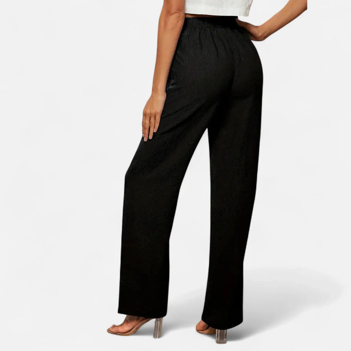 Fiona | Women's Wide Leg Trouser with Elasticated Waist and Side Pockets