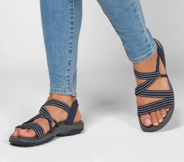 Florence | Women's Elastic Strap Walking Sandals with Slingback and Cushioned Sole