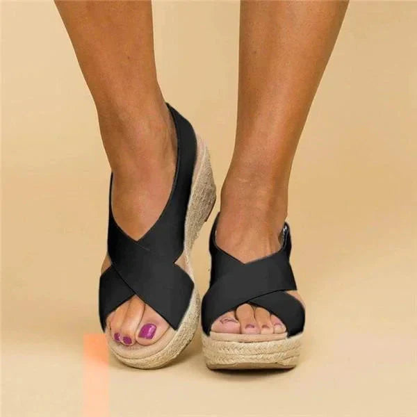 Gillian | Women's Orthopaedic Wedge Espadrille Sandals with Criss-Cross Straps